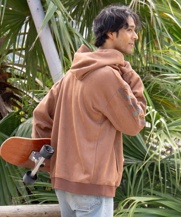 SURF＆Palms Men's Faux Suede Hoodie