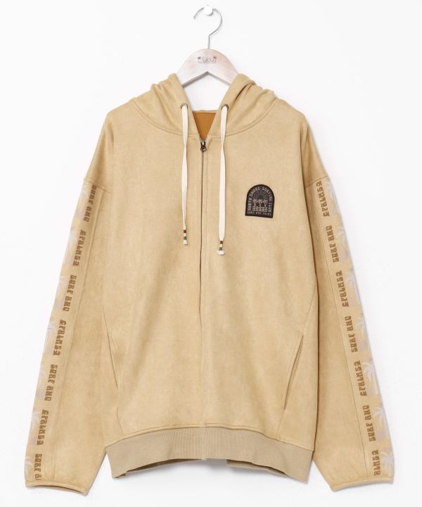 SURF＆Palms Men's Faux Suede Zip Up Hoodie