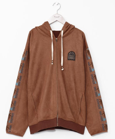 SURF＆Palms Men's Faux Suede Zip Up Hoodie