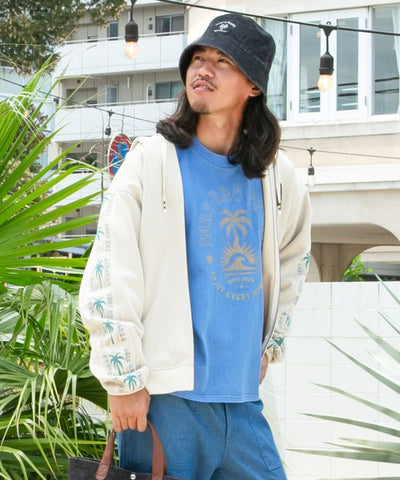 SURF＆Palms Men's Faux Suede Zip Up Hoodie