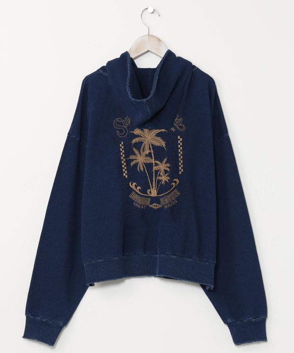 SURF＆Palms Denim Color Embroidered Hoodie