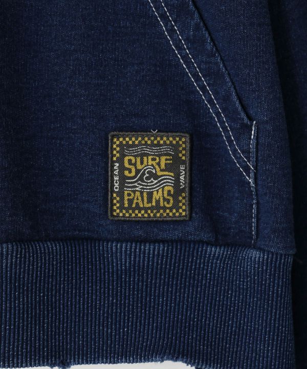 SURF＆Palms Denim Color Embroidered Hoodie