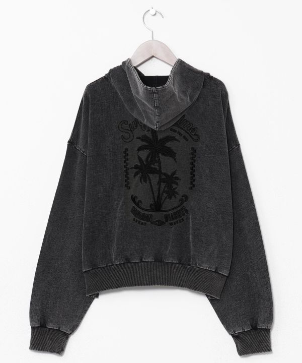 SURF＆Palms Denim Color Embroidered Hoodie