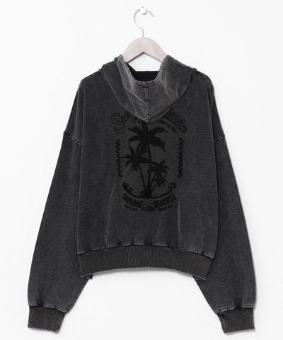 SURF＆Palms Denim Color Embroidered Hoodie