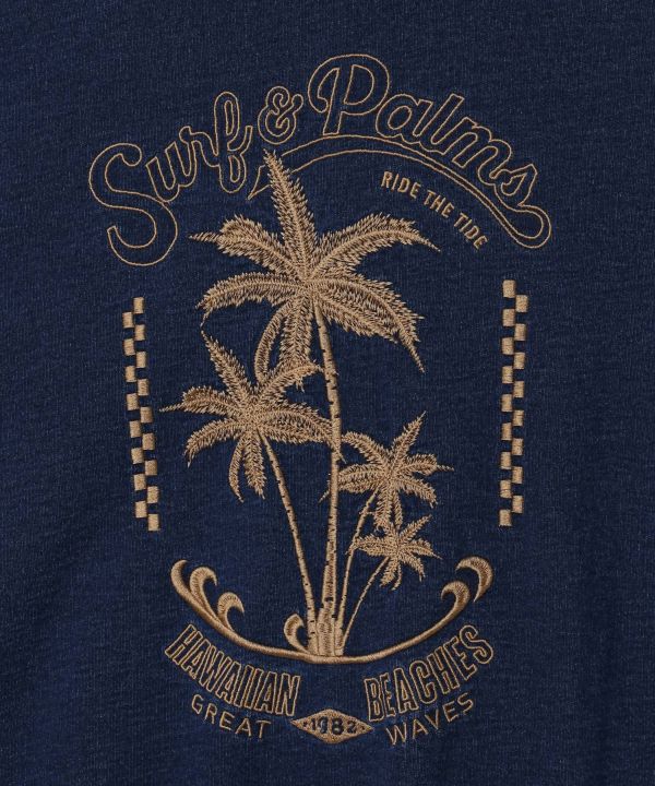 SURF＆Palms Denim Color Embroidered Hoodie