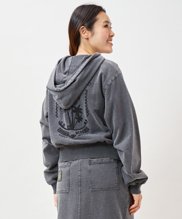 SURF＆Palms Embroidered Zip Up Hoodie