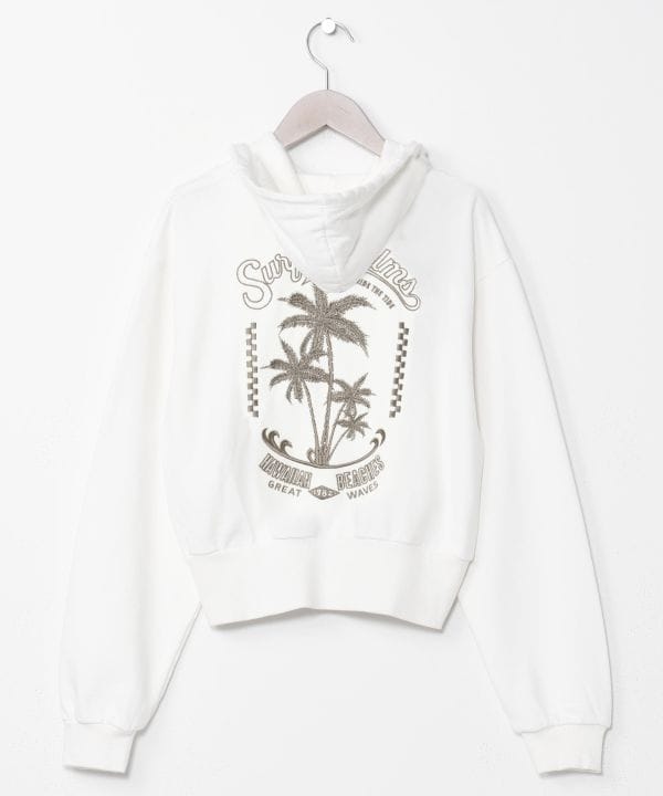 SURF＆Palms Embroidered Zip Up Hoodie