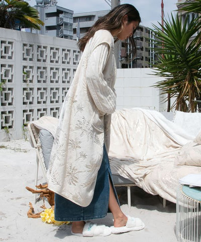 Luxury Palm Tree Print Lounge Long Vest