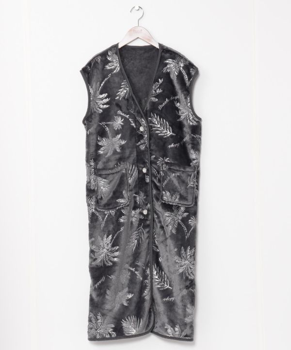 Luxury Palm Tree Print Lounge Long Vest
