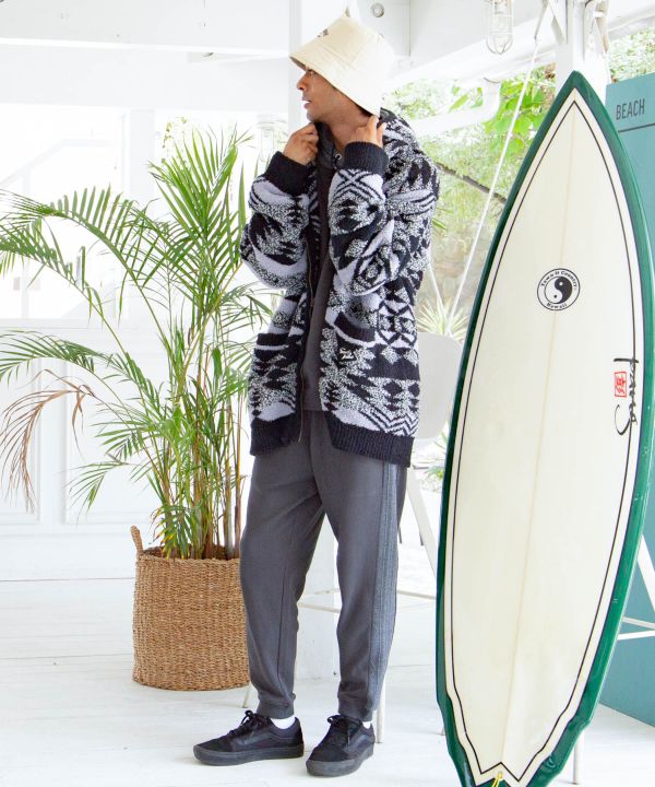 SURF＆Palms Men's Zip Up Knit Cardigan