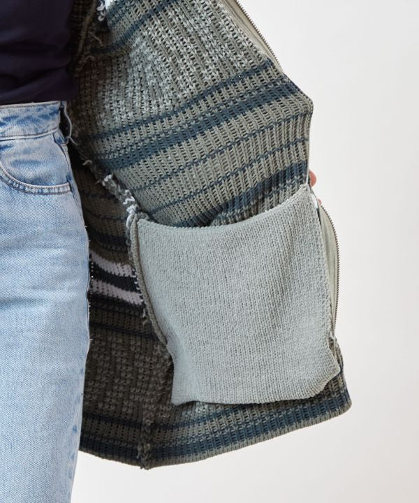 Geom Pattern Chenille Knit Jacket for Men