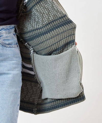 Geom Pattern Chenille Knit Jacket for Men