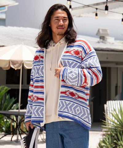 Geom Pattern Chenille Knit Jacket for Men