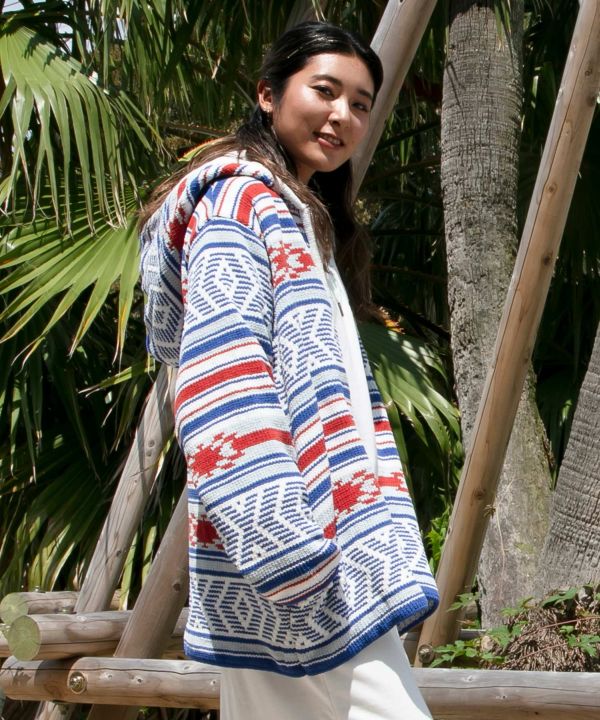 Geometric Pattern Chenille Knit Jacket