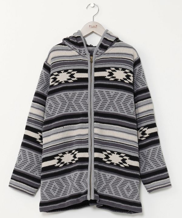 Geometric Pattern Chenille Knit Jacket