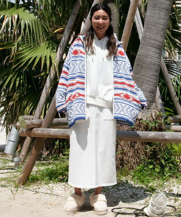 Geometric Pattern Chenille Knit Jacket