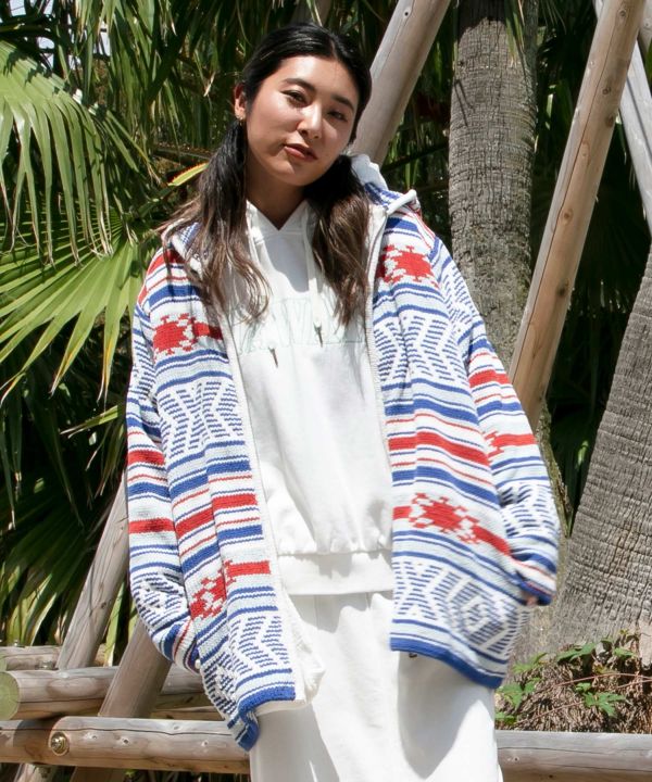 Geometric Pattern Chenille Knit Jacket