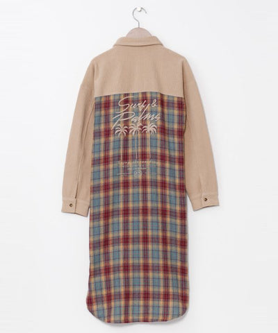 SURF＆Palms Corduroy Check Shirt Dress