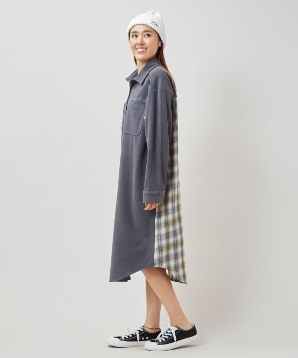 SURF＆Palms Corduroy Check Shirt Dress