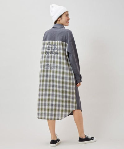 SURF＆Palms Corduroy Check Shirt Dress