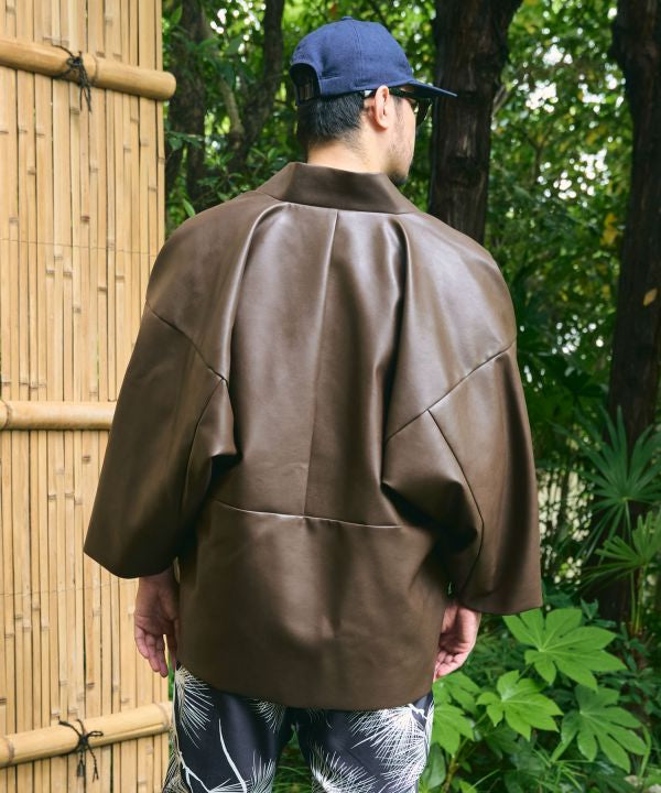 KAN NO TSUKURI - Faux Leather Haori Jacket