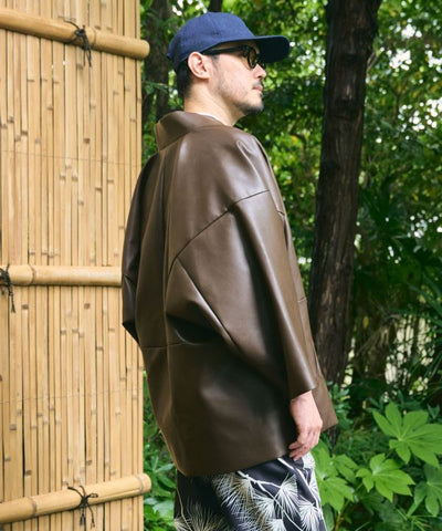 KAN NO TSUKURI - Faux Leather Haori Jacket