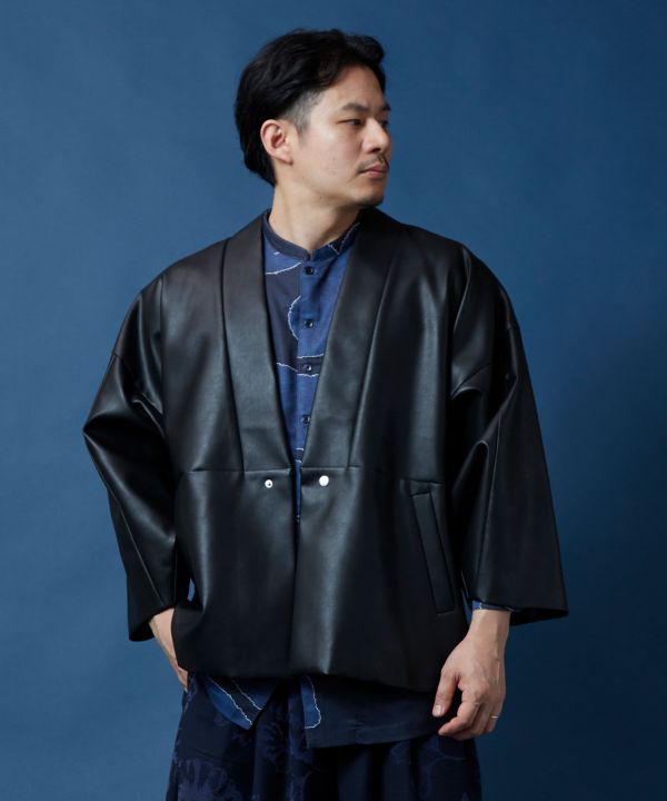 KAN NO TSUKURI - Faux Leather Haori Jacket
