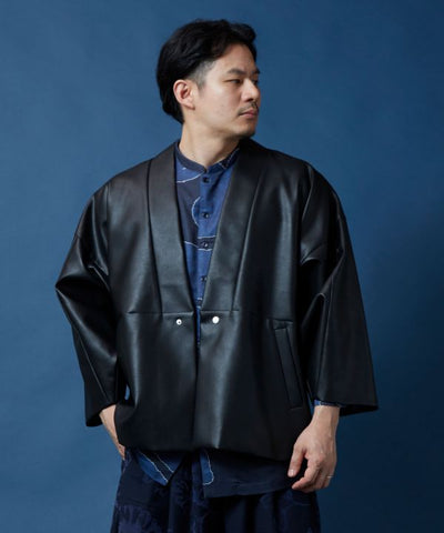 KAN NO TSUKURI - Faux Leather Haori Jacket
