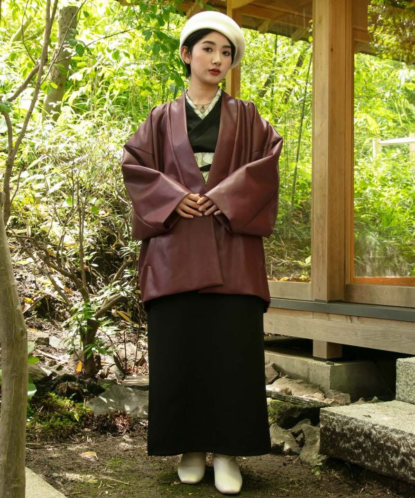 KAN NO TSUKURI - Faux Leather Haori Jacket