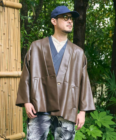 KAN NO TSUKURI - Faux Leather Haori Jacket