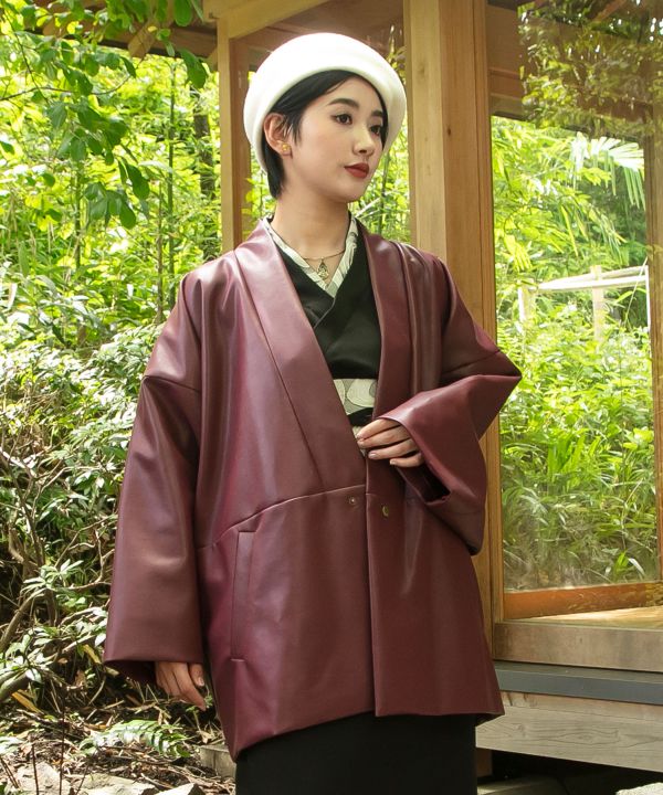 KAN NO TSUKURI - Faux Leather Haori Jacket