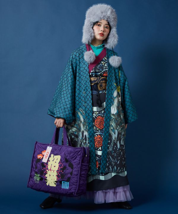 Japanese Motif Quilted 2 Way Bag