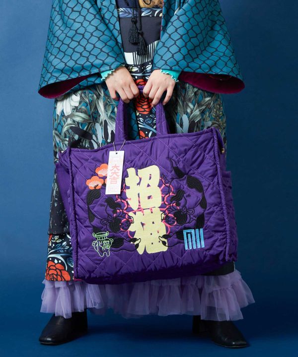 Japanese Motif Quilted 2 Way Bag