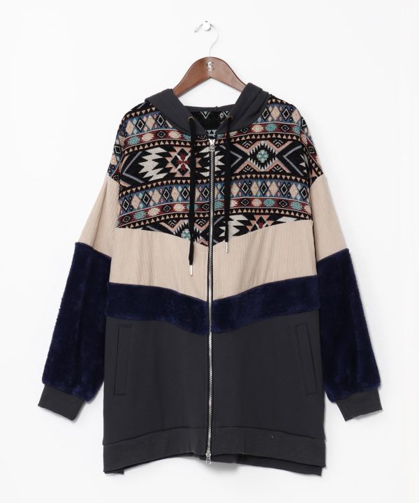 Men's Patchwork Zip Up Hoodie