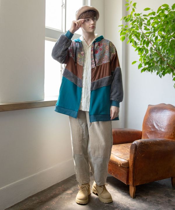 Men's Patchwork Zip Up Hoodie