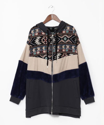 Men's Patchwork Zip Up Hoodie