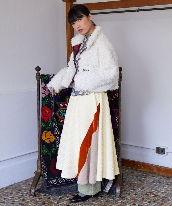 Structured Velvet and Shag Skirt