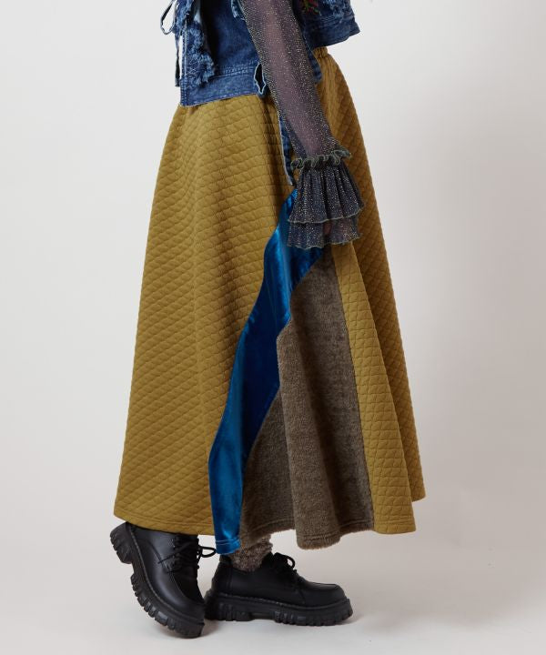 Structured Velvet and Shag Skirt