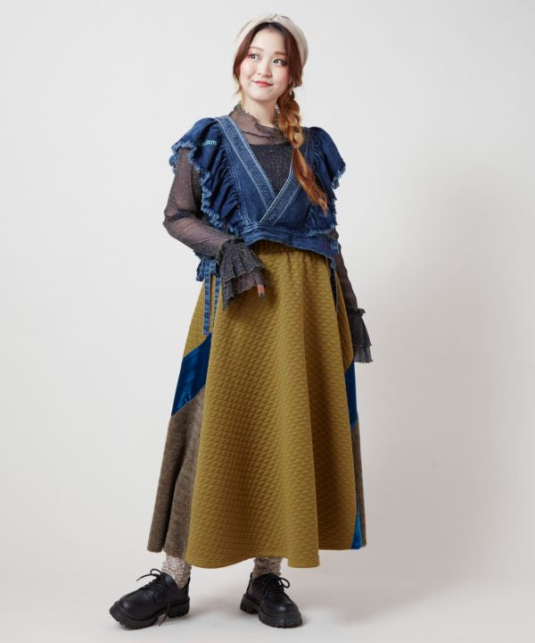 Structured Velvet and Shag Skirt