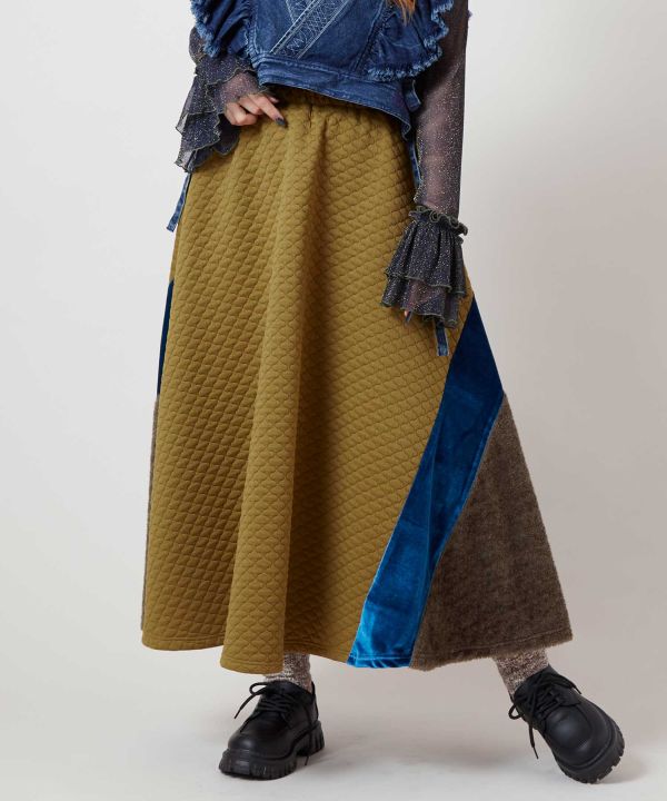 Structured Velvet and Shag Skirt