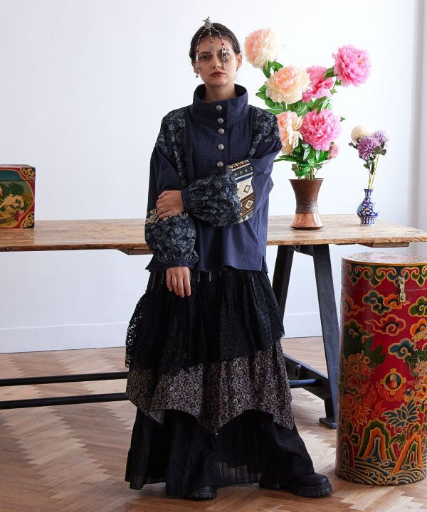 民族風拼接上衣