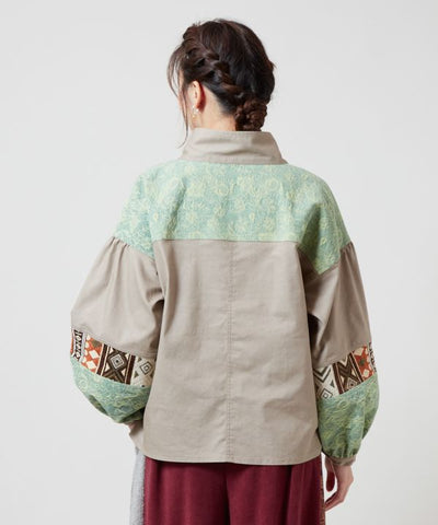 民族風拼接上衣