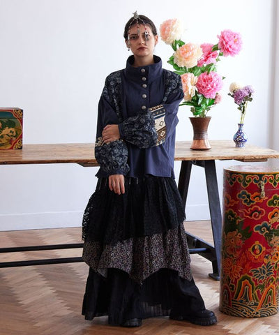 民族風拼接上衣