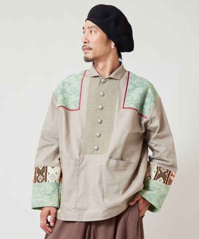 Ethnic Fusion Patchwork Top for Men
