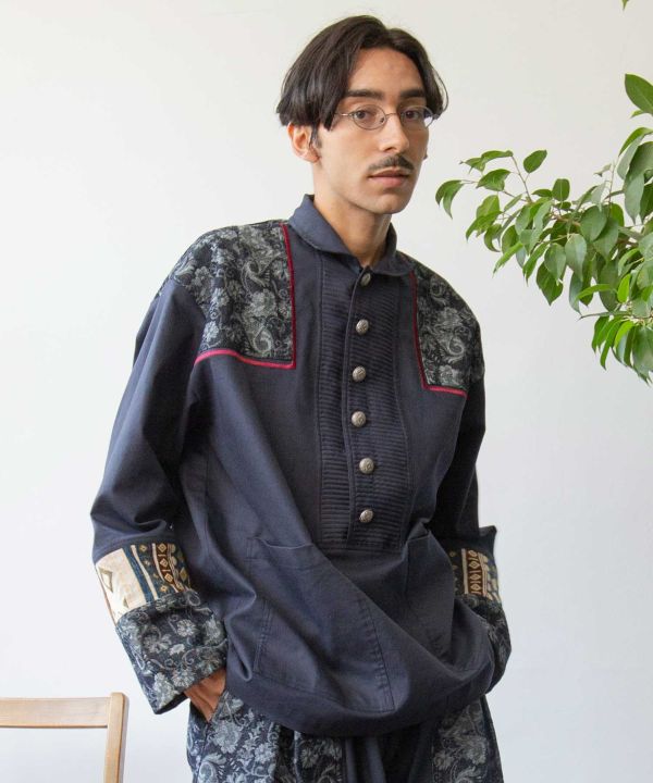 Ethnic Fusion Patchwork Top for Men