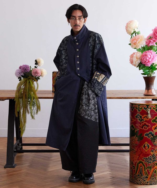 Ethnic Fusion Patchwork Long Cardigan