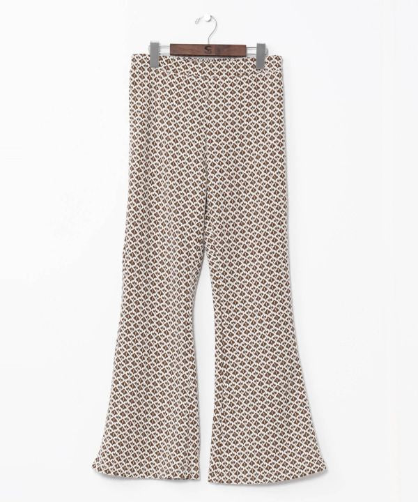 Tile Print Stretch Bootcut Pants