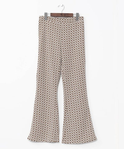 Tile Print Stretch Bootcut Pants