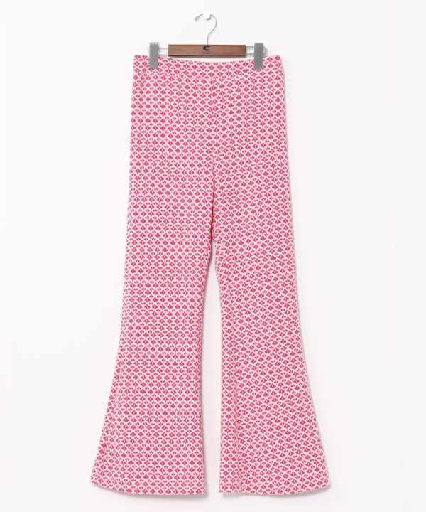 Tile Print Stretch Bootcut Pants
