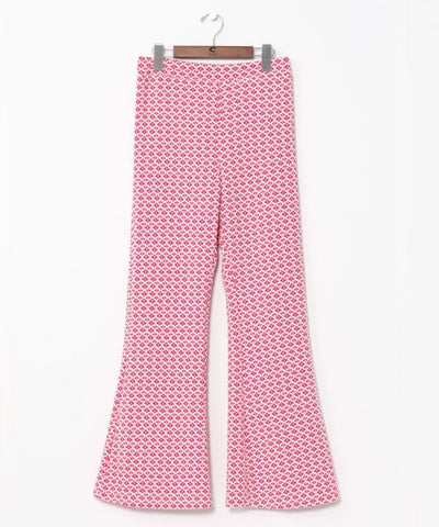 Tile Print Stretch Bootcut Pants